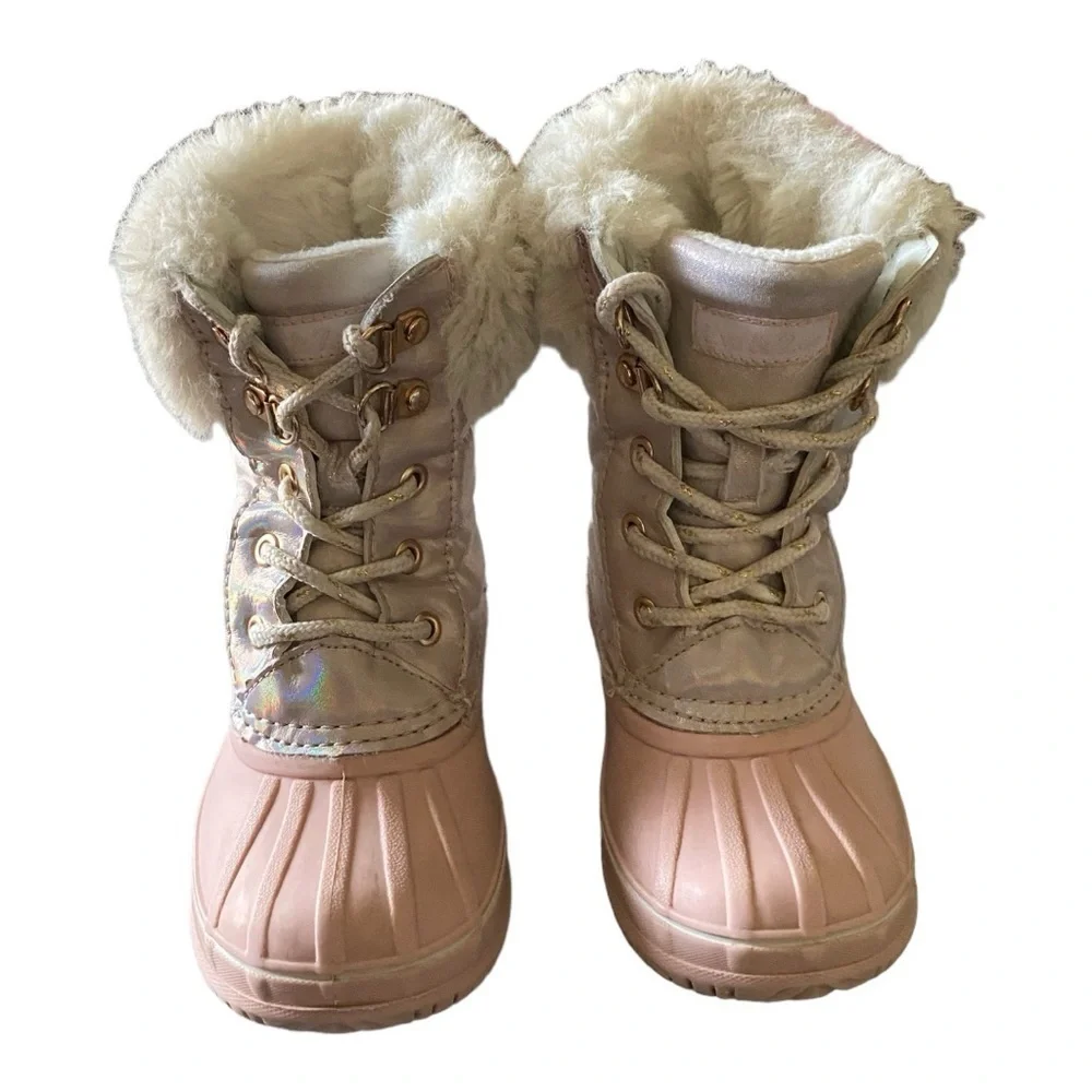 EVA & ZOE-PINK AND WHITE SNOW BOOTS-GIRLS SIZE 10